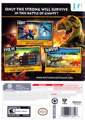 Battle of Giants - Dinosaurs Strike box cover back